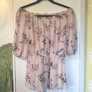 Pink Floral Off Shoulder Top